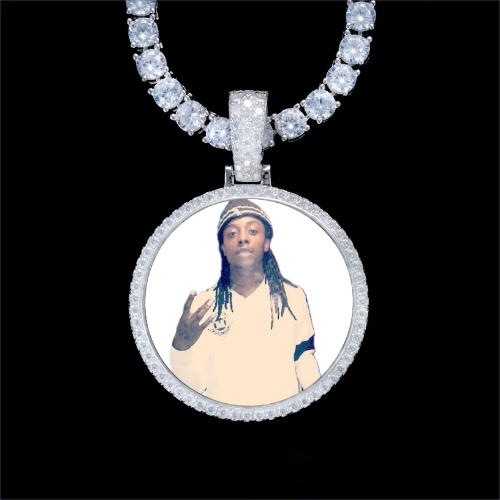 925S & VVS Moissanite 3D Circle Custom Picture Pendant