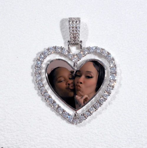 3D Spinning 2-Faced Heart Custom Picture Pendant