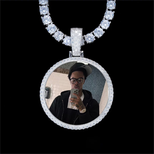 925S & VVS Moissanite 3D Circle Custom Picture Pendant