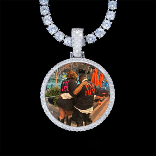 925S & VVS Moissanite 3D Circle Custom Picture Pendant