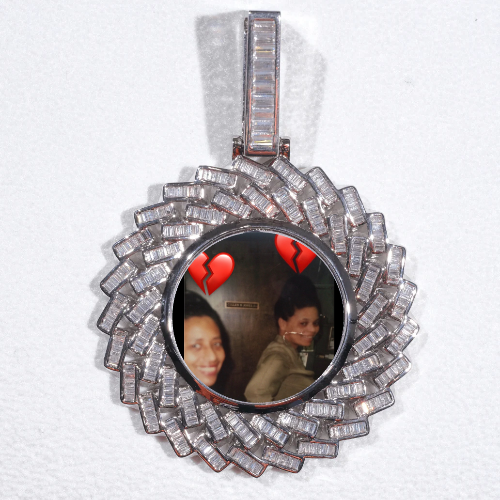 Large 3D Baguette Custom Picture Pendant