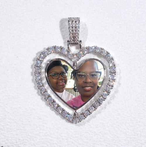3D Spinning 2-Faced Heart Custom Picture Pendant