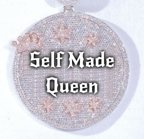 CUSTOM LETTER NECKLACE 3D BIG CROWN DISC