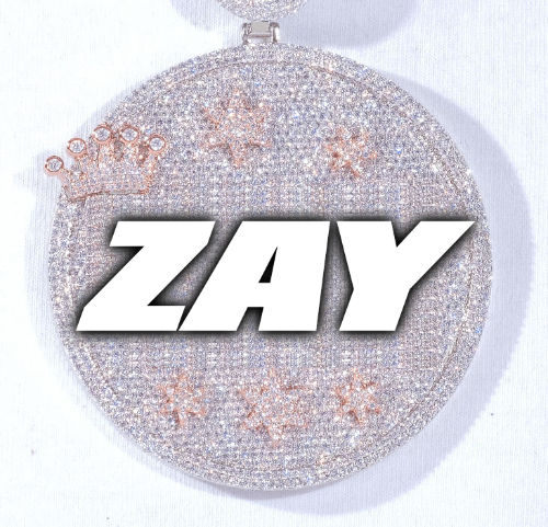 CUSTOM LETTER NECKLACE 3D BIG CROWN DISC