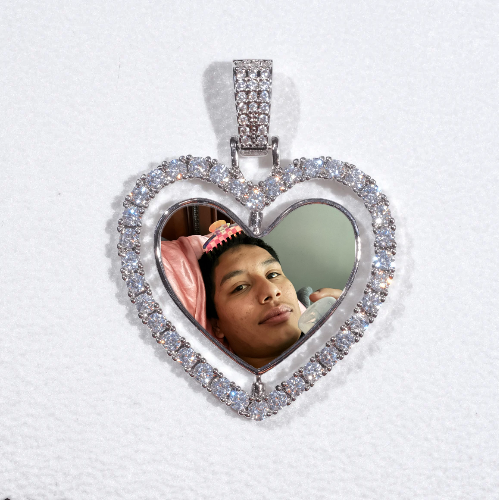 3D Spinning 2-Faced Heart Custom Picture Pendant
