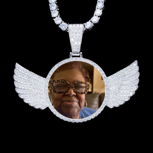 925S & VVS Moissanite 3D Wing Custom Picture Pendant