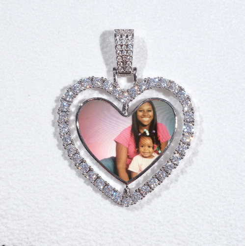 3D Spinning 2-Faced Heart Custom Picture Pendant