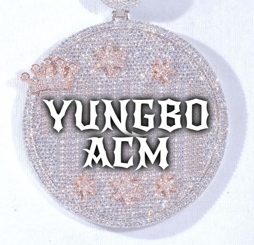 CUSTOM LETTER NECKLACE 3D BIG CROWN DISC