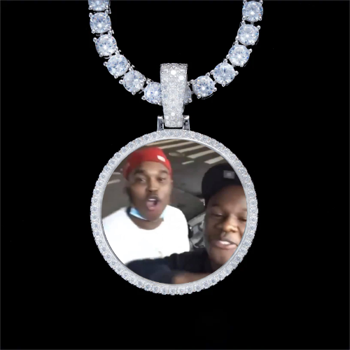 925S & VVS Moissanite 3D Circle Custom Picture Pendant