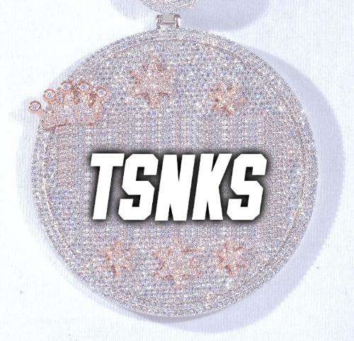 CUSTOM LETTER NECKLACE 3D BIG CROWN DISC