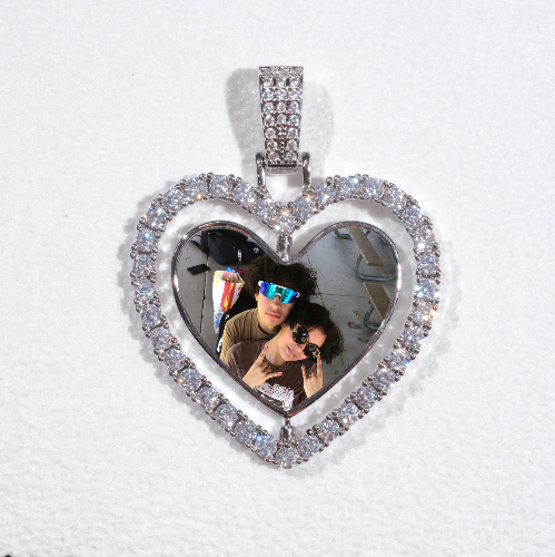 3D Spinning 2-Faced Heart Custom Picture Pendant
