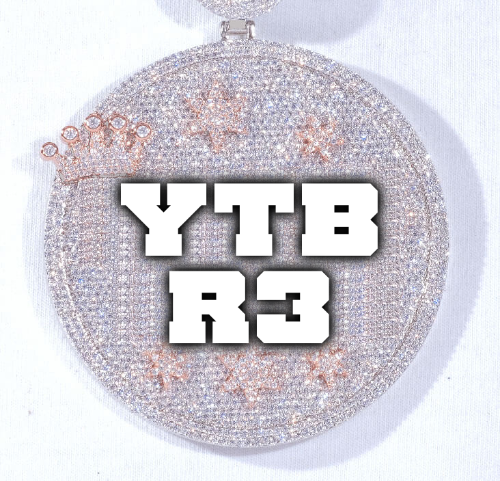 CUSTOM LETTER NECKLACE 3D BIG CROWN DISC