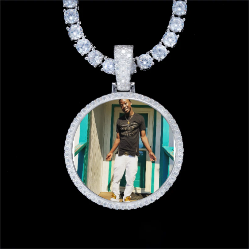 925S & VVS Moissanite 3D Circle Custom Picture Pendant