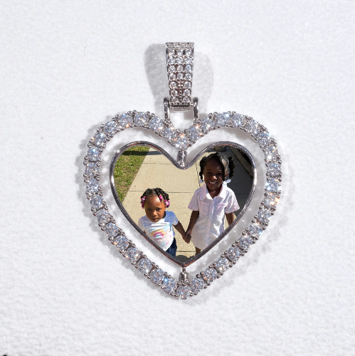 3D Spinning 2-Faced Heart Custom Picture Pendant
