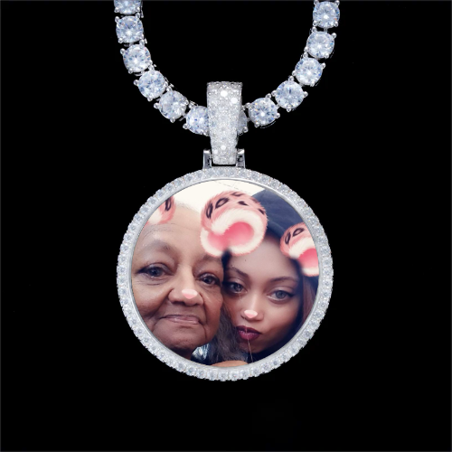 925S & VVS Moissanite 3D Circle Custom Picture Pendant