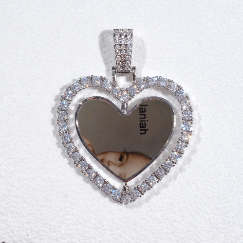 3D Spinning 2-Faced Heart Custom Picture Pendant