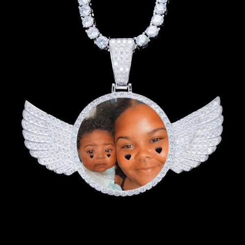925S & VVS Moissanite 3D Wing Custom Picture Pendant