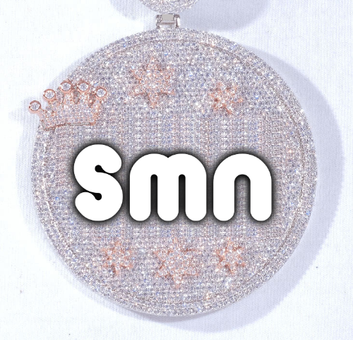 CUSTOM LETTER NECKLACE 3D BIG CROWN DISC