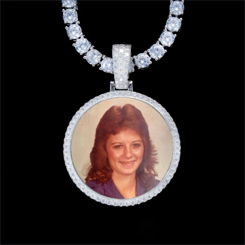 925S & VVS Moissanite 3D Circle Custom Picture Pendant