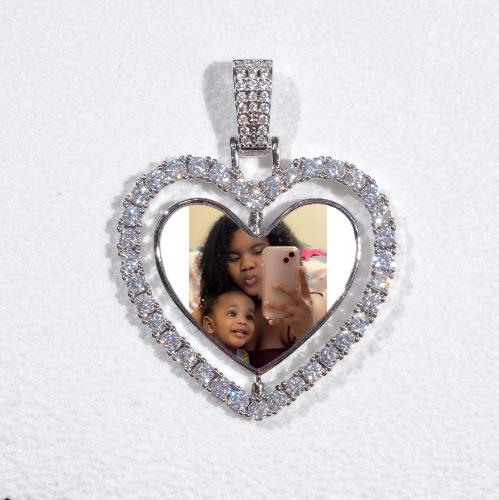 3D Spinning 2-Faced Heart Custom Picture Pendant