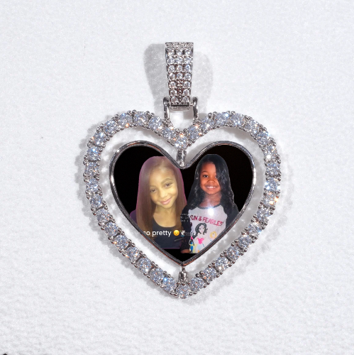 3D Spinning 2-Faced Heart Custom Picture Pendant