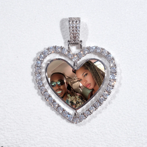 3D Spinning 2-Faced Heart Custom Picture Pendant