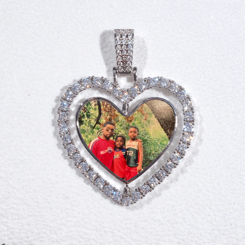 3D Spinning 2-Faced Heart Custom Picture Pendant