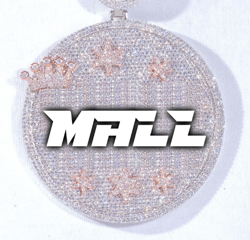 CUSTOM LETTER NECKLACE 3D BIG CROWN DISC