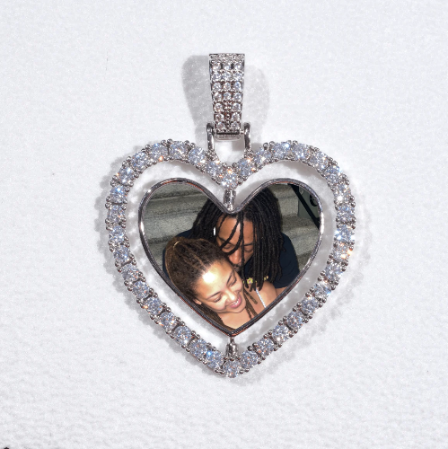 3D Spinning 2-Faced Heart Custom Picture Pendant