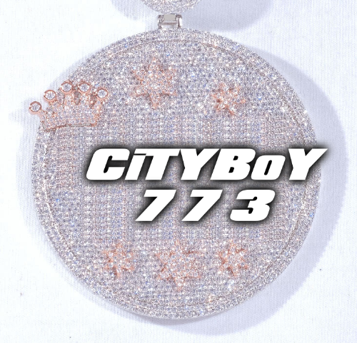 CUSTOM LETTER NECKLACE 3D BIG CROWN DISC