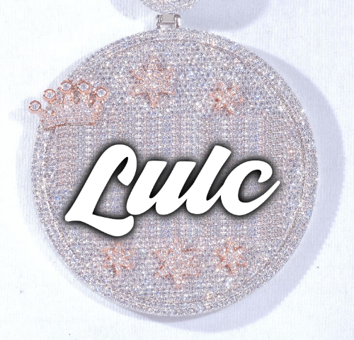 CUSTOM LETTER NECKLACE 3D BIG CROWN DISC