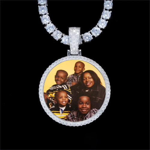 925S & VVS Moissanite 3D Circle Custom Picture Pendant