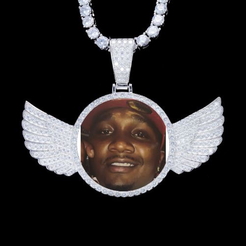 925S & VVS Moissanite 3D Wing Custom Picture Pendant
