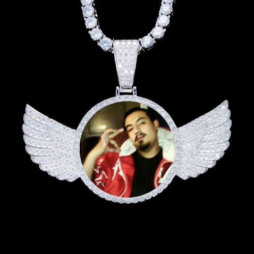 925S & VVS Moissanite 3D Wing Custom Picture Pendant