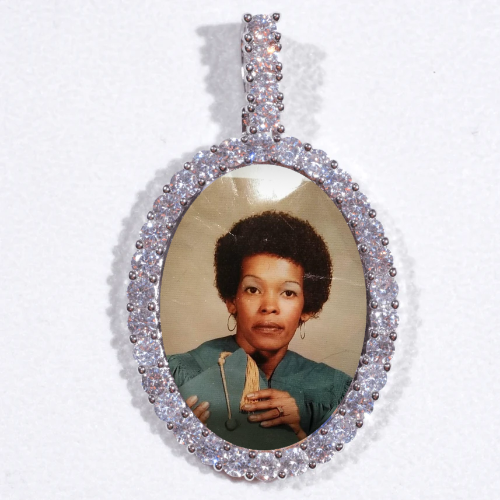 Large 3D Oval Custom Picture Pendant
