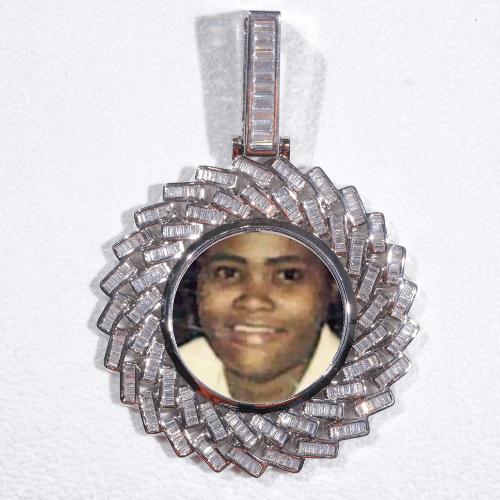 Large 3D Baguette Custom Picture Pendant