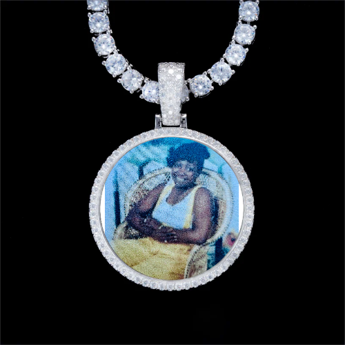 925S & VVS Moissanite 3D Circle Custom Picture Pendant