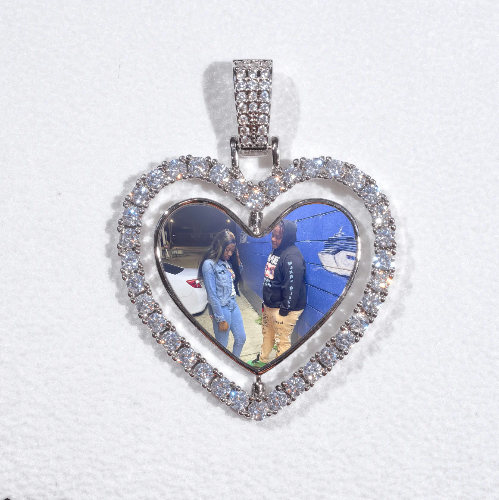 3D Spinning 2-Faced Heart Custom Picture Pendant