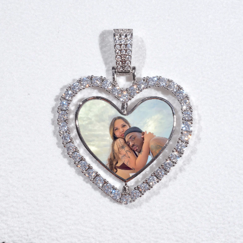 3D Spinning 2-Faced Heart Custom Picture Pendant