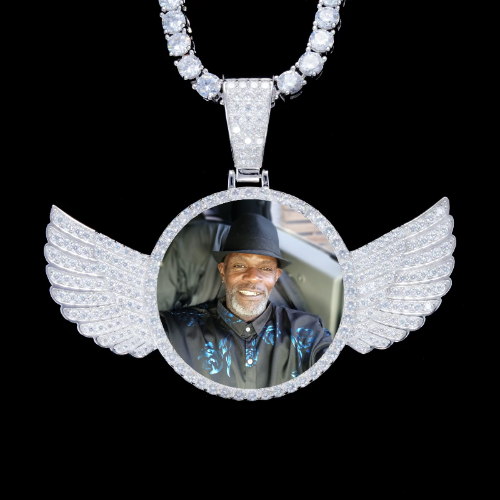 925S & VVS Moissanite 3D Wing Custom Picture Pendant