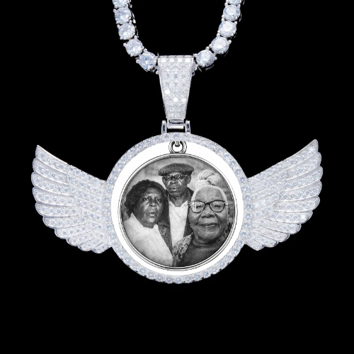 925S & VVS Moissanite 3D Wing Custom Picture Pendant