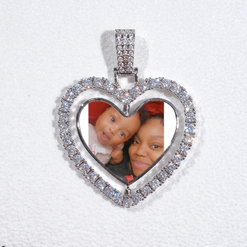 3D Spinning 2-Faced Heart Custom Picture Pendant