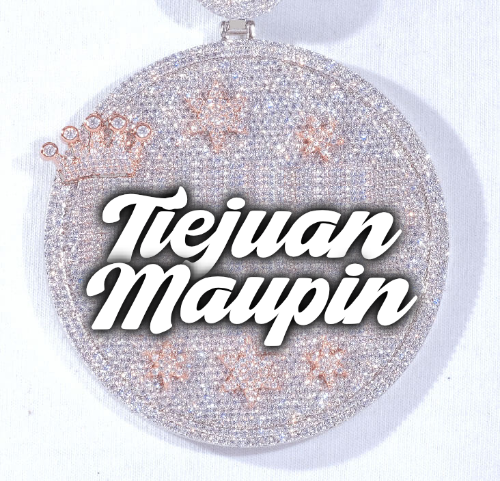 CUSTOM LETTER NECKLACE 3D BIG CROWN DISC