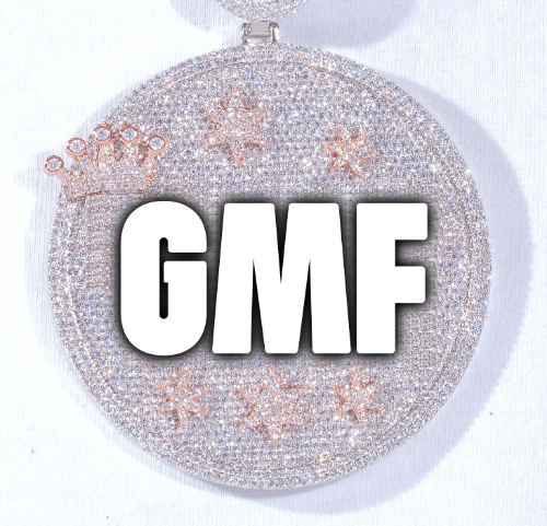 CUSTOM LETTER NECKLACE 3D BIG CROWN DISC