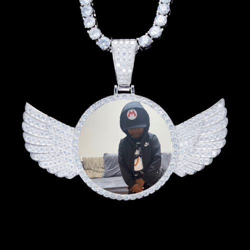 925S & VVS Moissanite 3D Wing Custom Picture Pendant