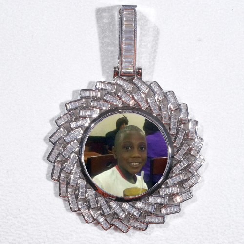 Large 3D Baguette Custom Picture Pendant