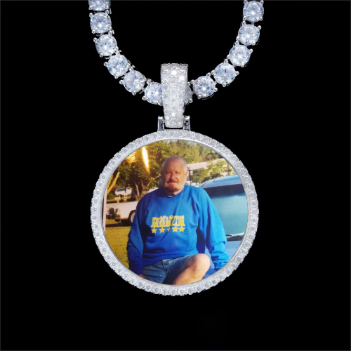 925S & VVS Moissanite 3D Circle Custom Picture Pendant