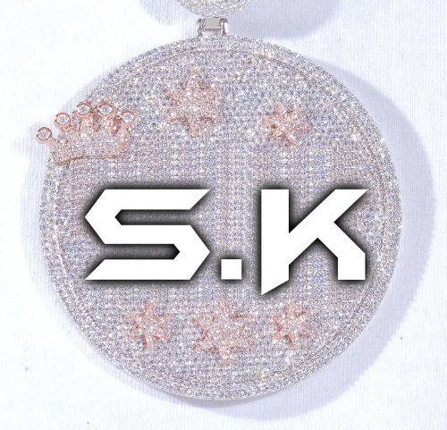 CUSTOM LETTER NECKLACE 3D BIG CROWN DISC