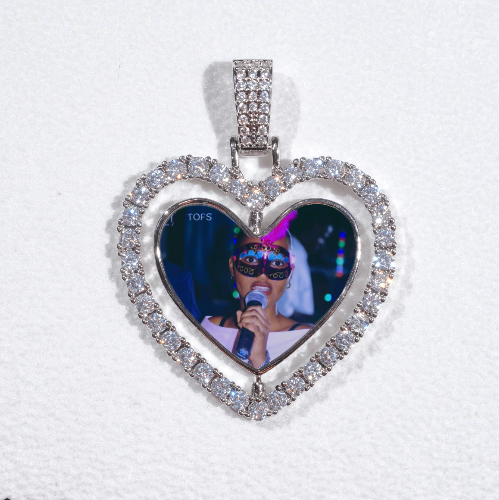 3D Spinning 2-Faced Heart Custom Picture Pendant