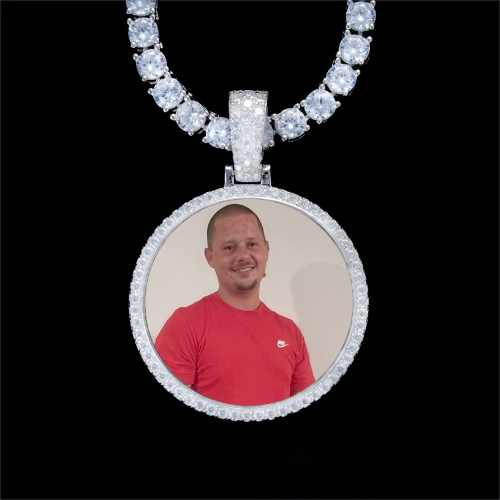 925S & VVS Moissanite 3D Circle Custom Picture Pendant